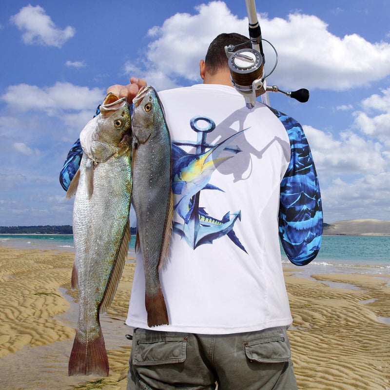 Palmyth Fishing Shirt for Men Long Sleeve Sun Protection UV UPF 50+ T-Shirts with Pocket (Sailfish/Anchor, Medium) - Image 4